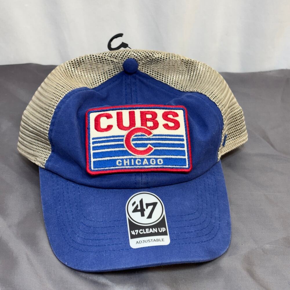 Men's '47 Brand Royal Chicago Cubs Four Stroke Clean up Trucker Snapback Hat New